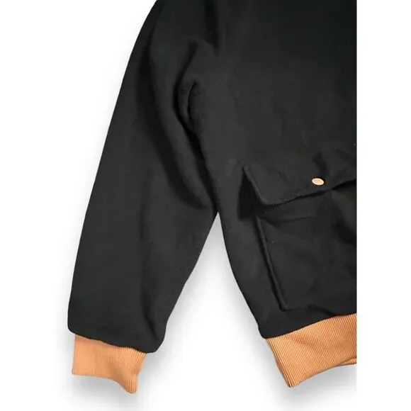 True Religion‎ Fleece Bomber Utility Jacket Mens Size L Jet Black $199
